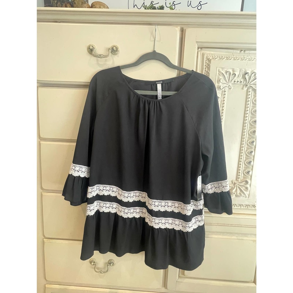 Kenzie Black Shirt Sz L Womens NWT